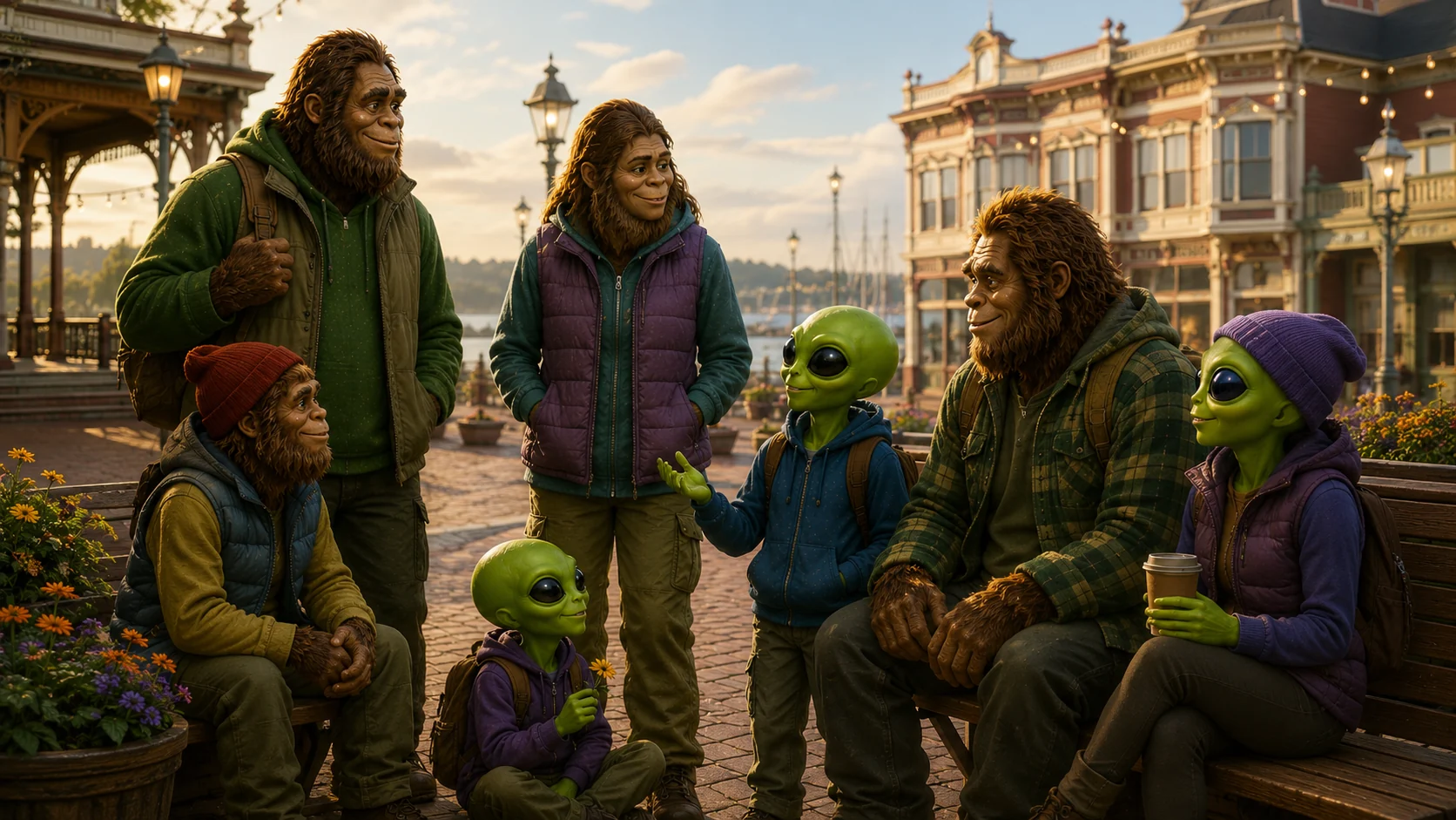 Bigfoot and alien friends gathered near Old Town Eureka for Humboldt Friends community outreach
